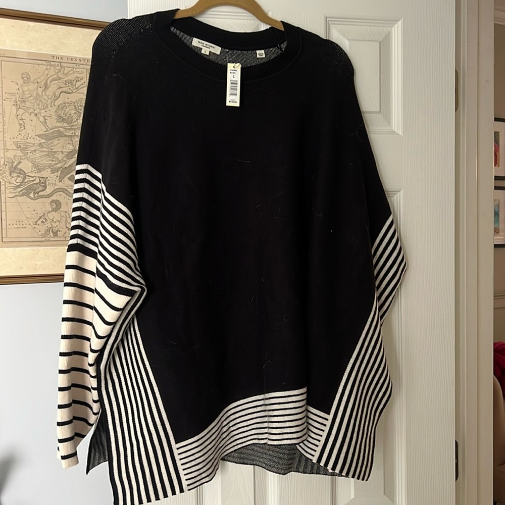 Max Studio oversize sweater black with white stripes